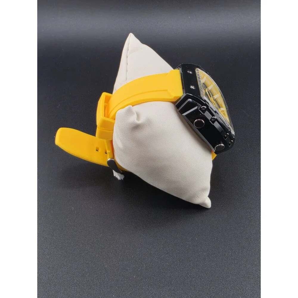 Activa Quartz Tonneau Multi-Dial Watch Yellow Rubber Strap 44-47.9mm 50m